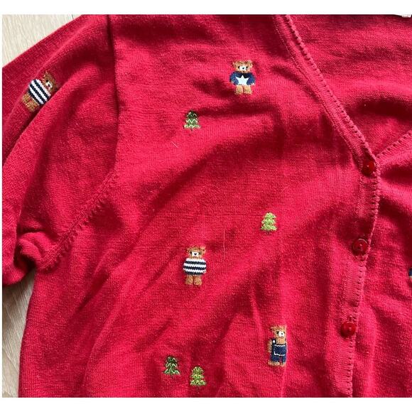 Red teddy bear cardigan, large - Picture 3 of 4